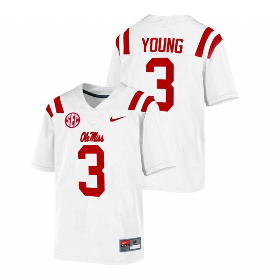 Ole Miss Rebels Men's NCAA Isheem Young #3 White Game 2022 College Football Jersey KUA5649QN